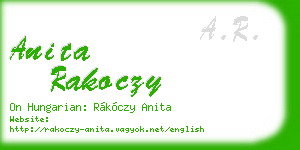 anita rakoczy business card