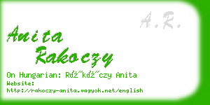 anita rakoczy business card